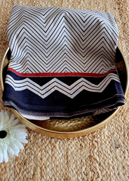 Black And Red Pure cotton Saree- Jaipur