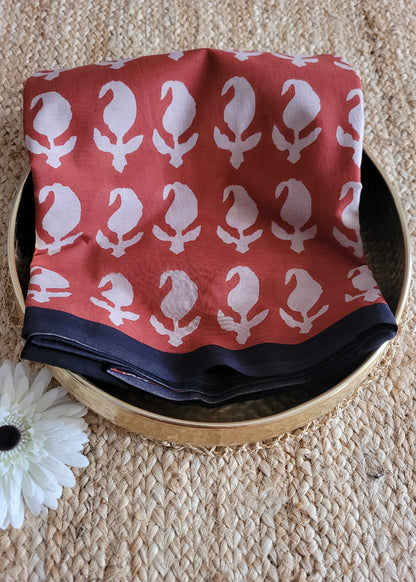 Black And Red Pure Cotton Saree- Jaipur