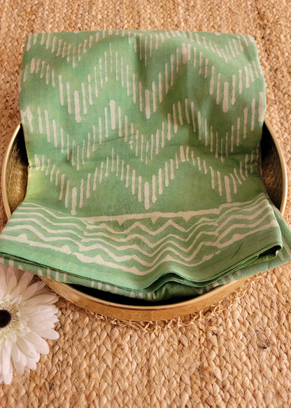 Sage Green Pure Cotton Saree- Jaipur