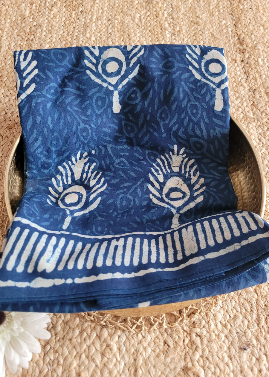 Indigo Colour Pure Cotton Saree- Jaipur