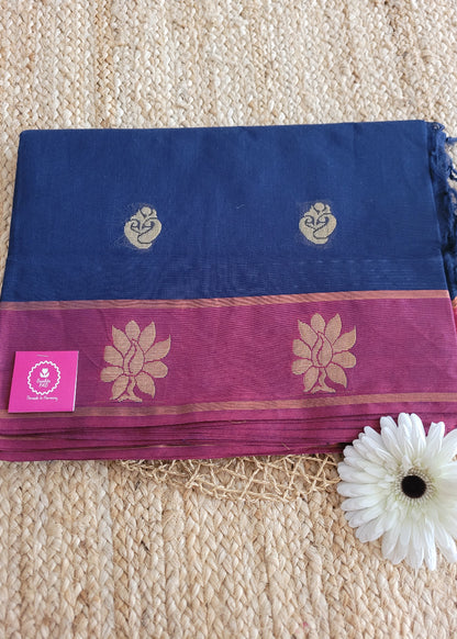 Negamam Cotton Saree In Blue And Majenta- TN