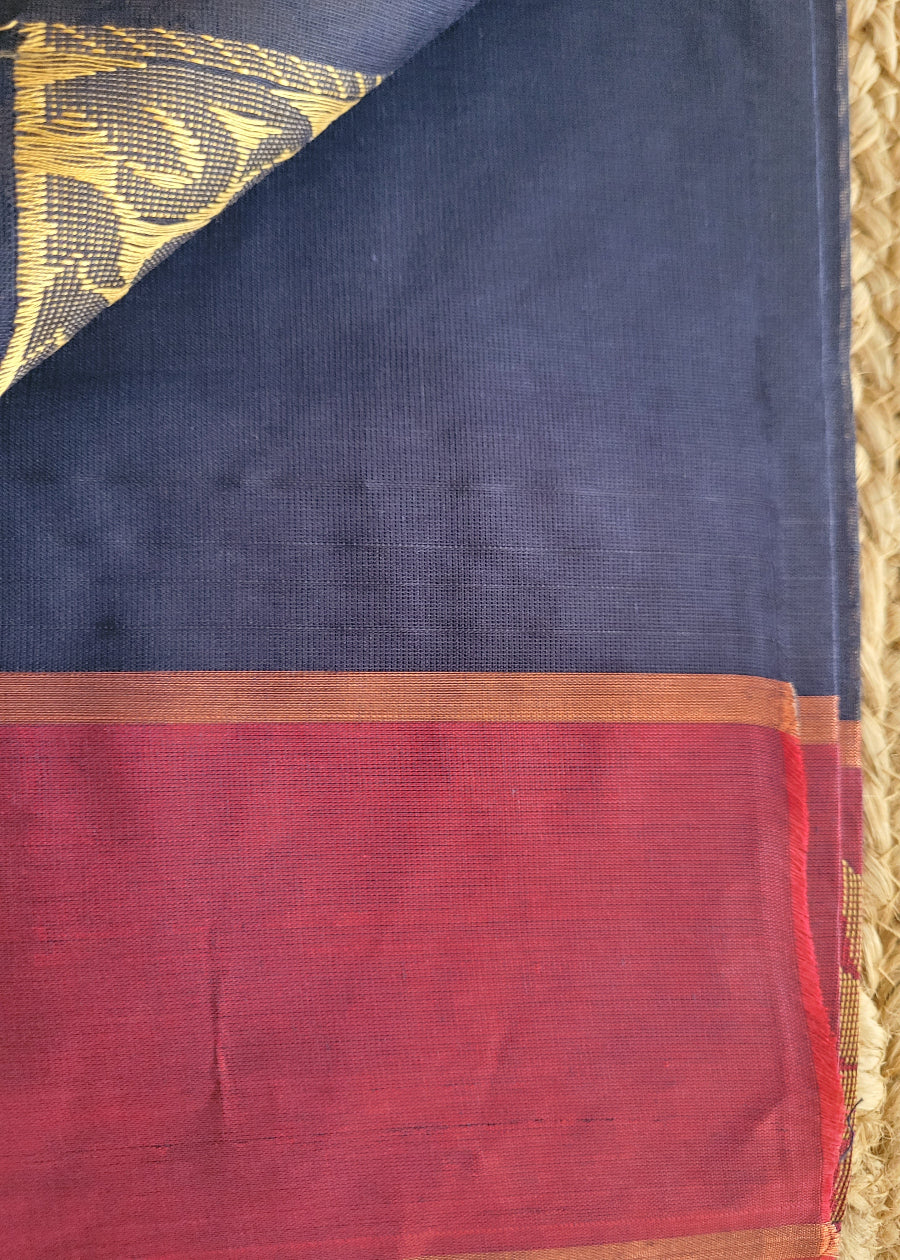 Negamam Cotton Saree In Blue And Majenta- TN