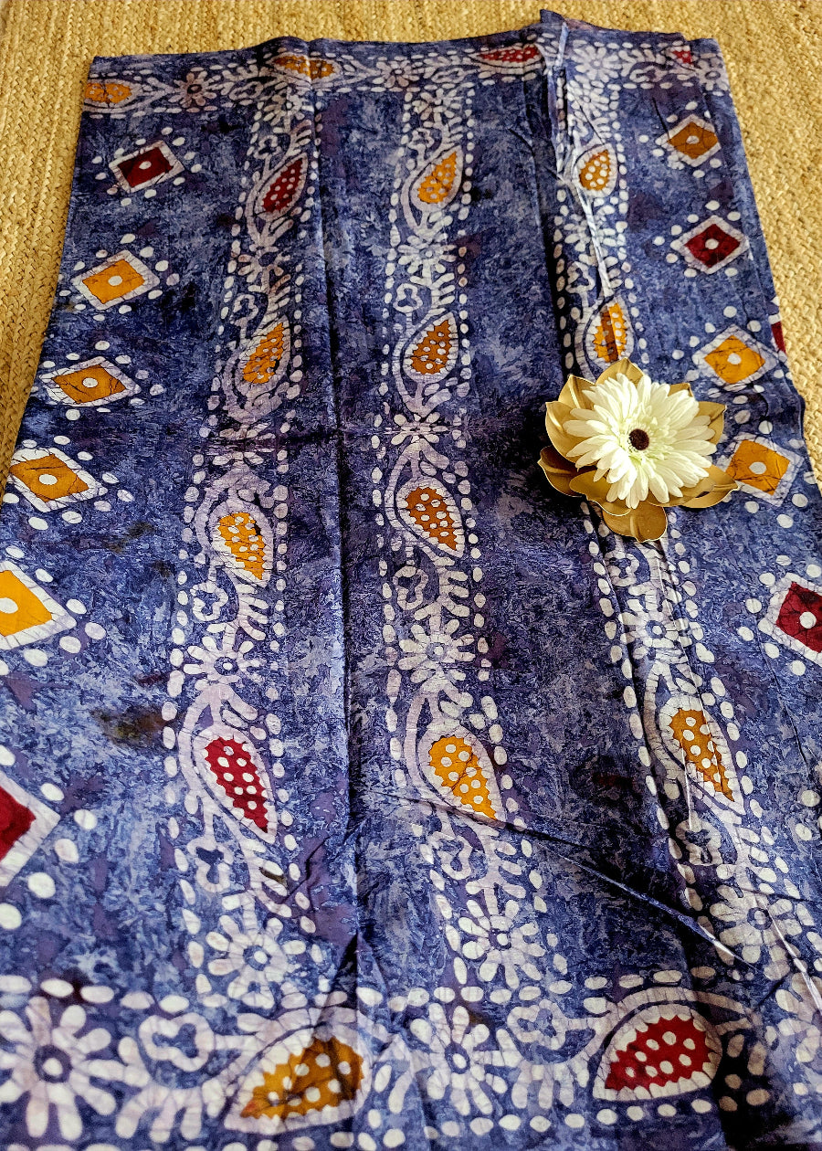 Denim Blue Pure Cotton Saree- Jaipur