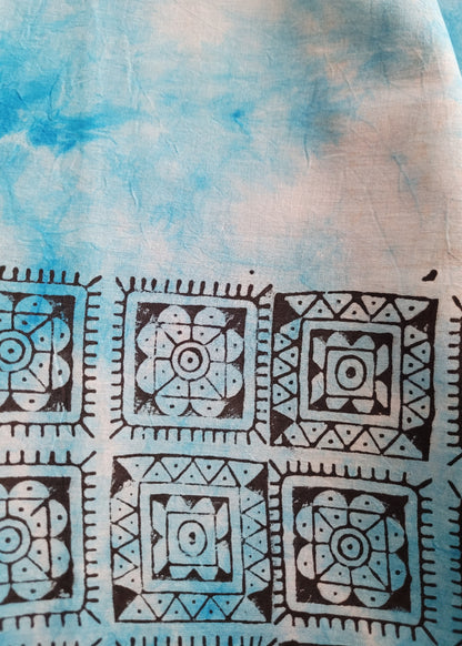 Light Blue Pure Cotton Saree- Jaipur