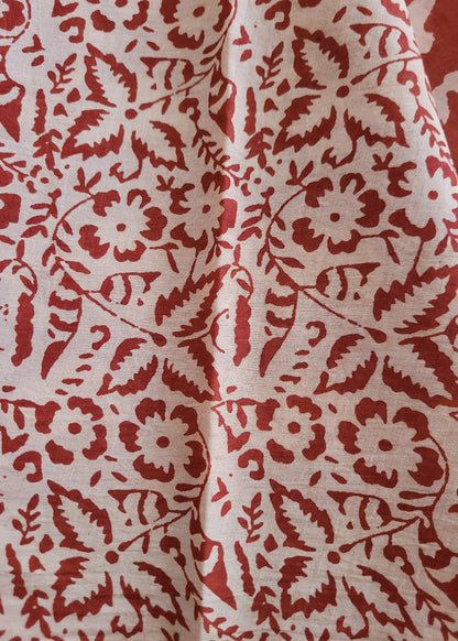 Brown And Maroon Pure Cotton Saree- Jaipur