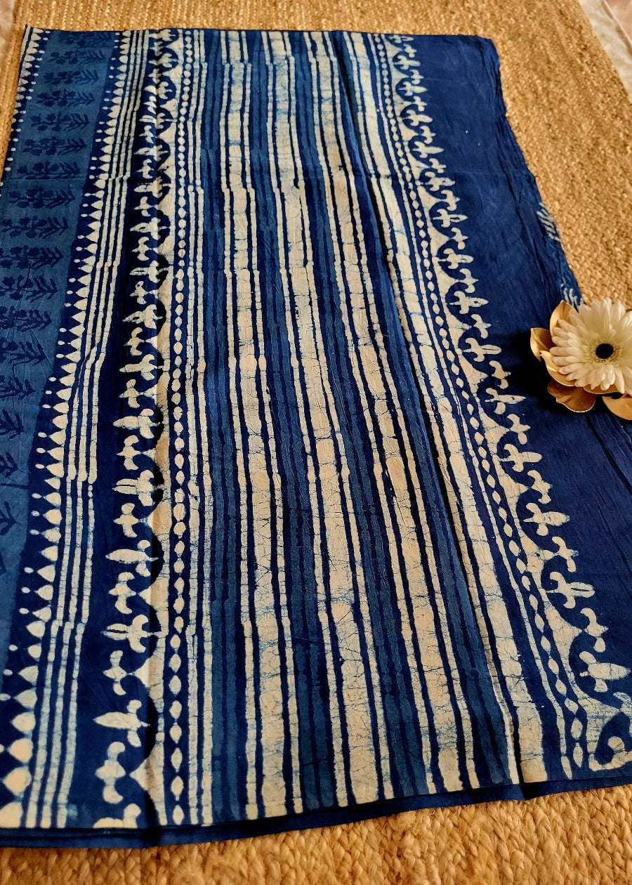 Indigo Colour Pure Cotton Saree- Jaipur