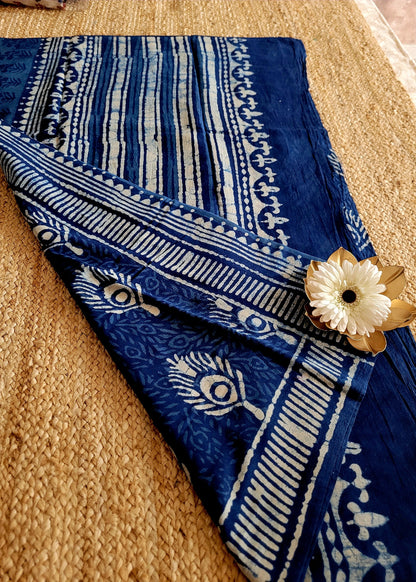 Indigo Colour Pure Cotton Saree- Jaipur