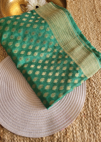 Rama Green Semi Georgette Saree- Banaras
