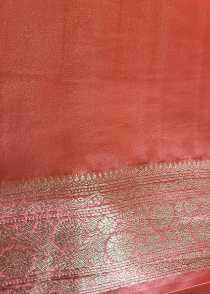 Peach Colour Mushru Silk Saree- Banaras