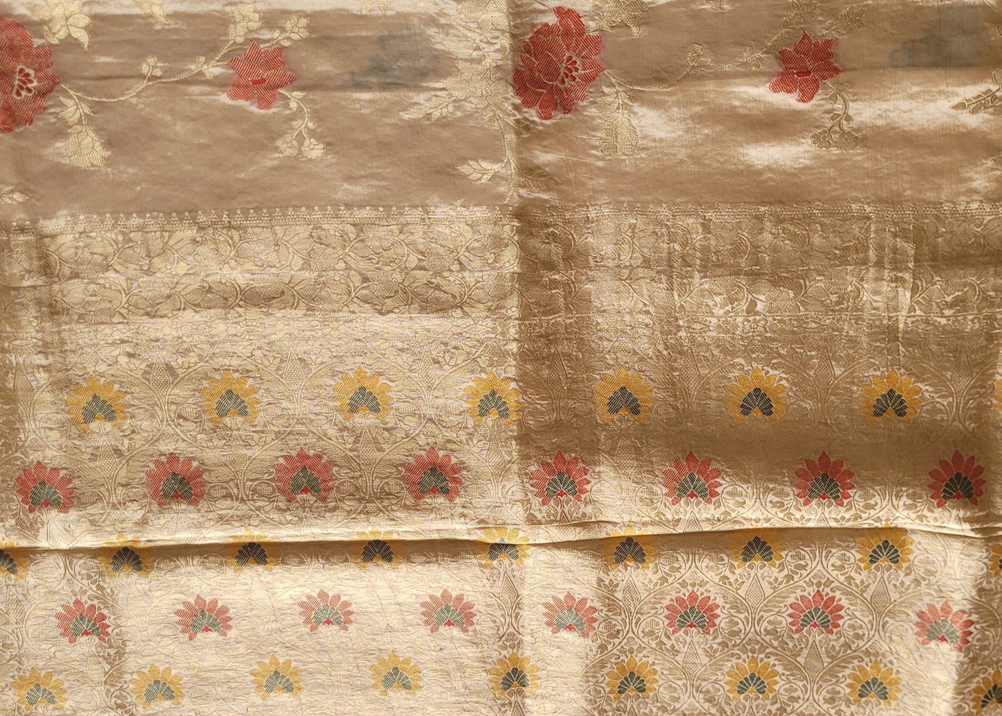 Ivory Colour Mushru Silk Saree- Banaras