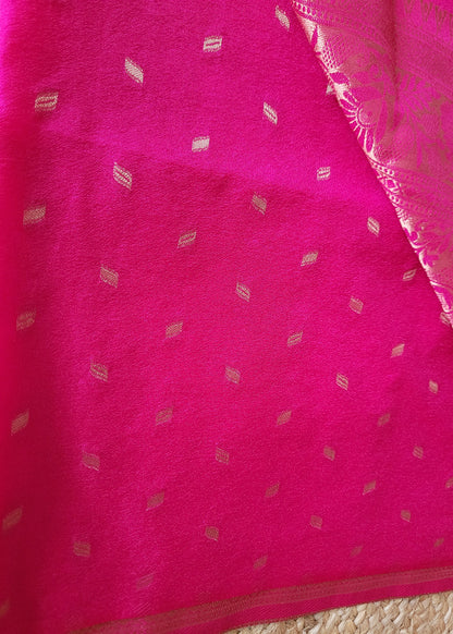 Rani Pink Tussar Silk Saree- Banaras