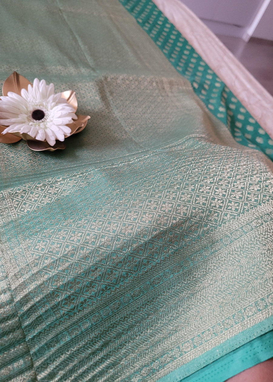 Rama Green Semi Georgette Saree- Banaras