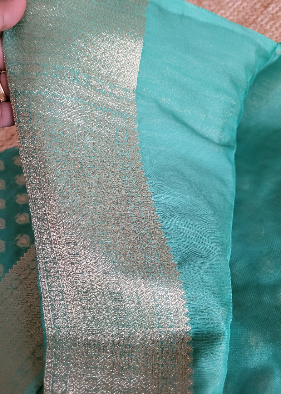 Rama Green Semi Georgette Saree- Banaras
