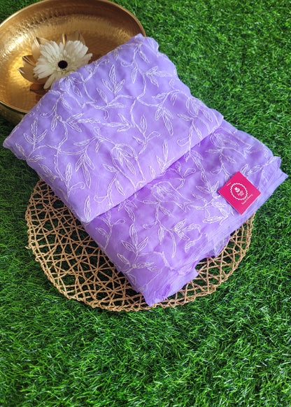 Lavender Colour Chikankari Georgette Saree-UP