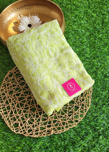 Pista Green Georgette chikankari Saree- UP