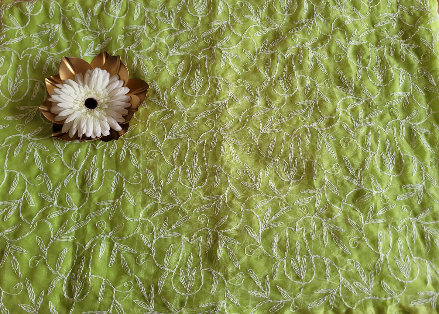 Pista Green Georgette chikankari Saree- UP