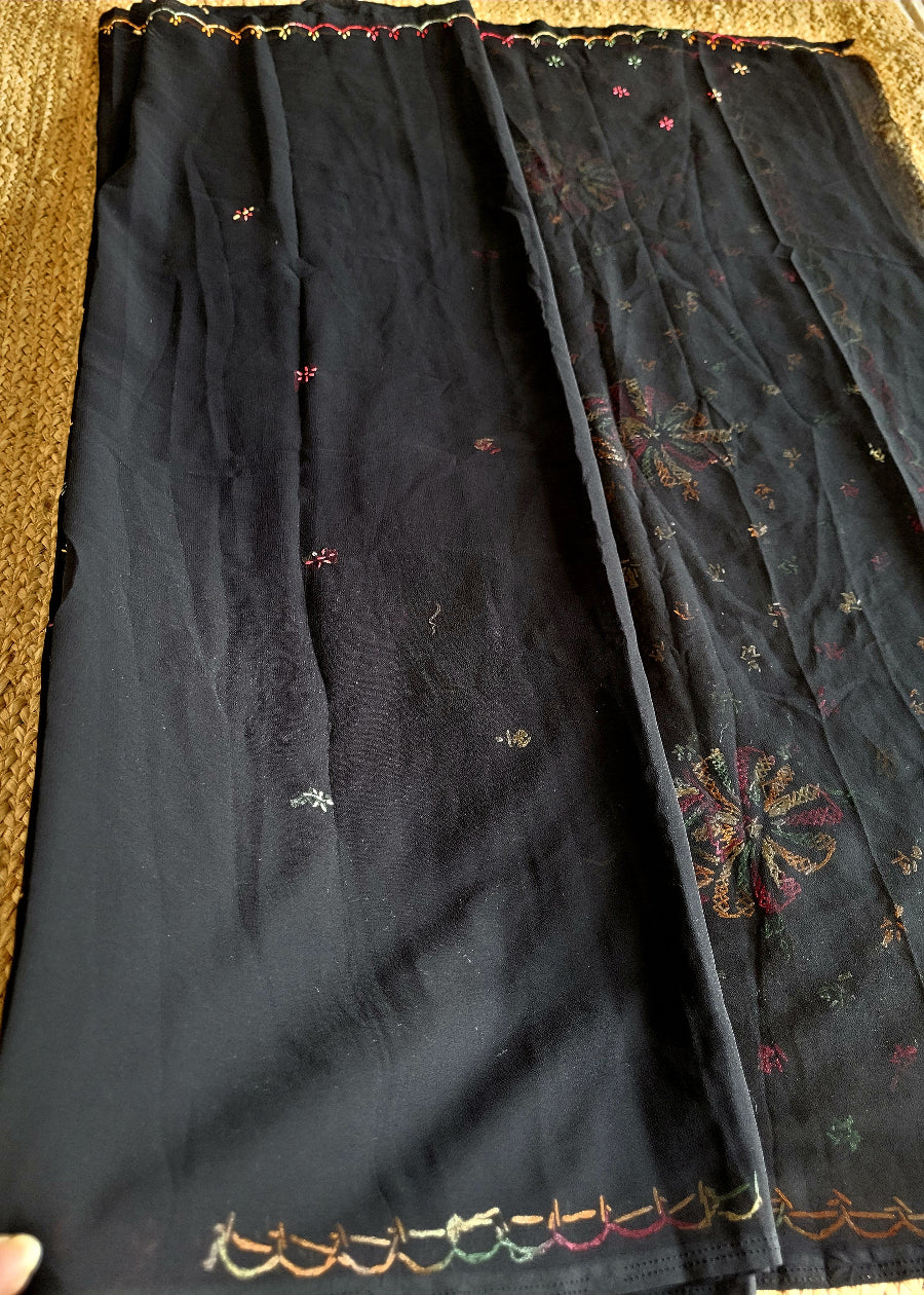 Black Chiffon Chikankari  Saree - UP