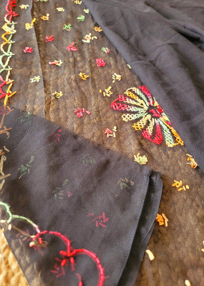 Black Chiffon Chikankari  Saree - UP