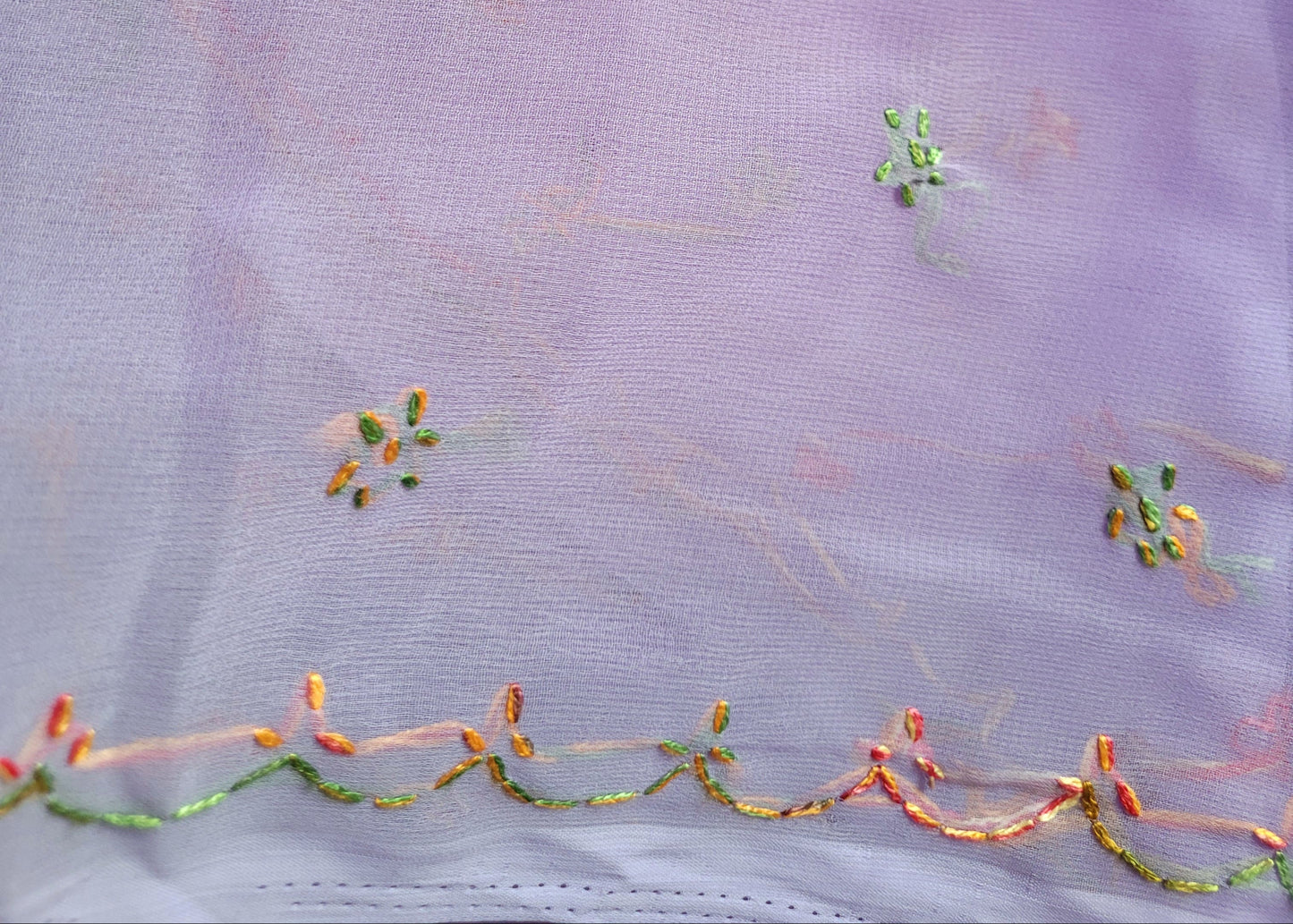 Violet Chiffon chikankari Saree-UP