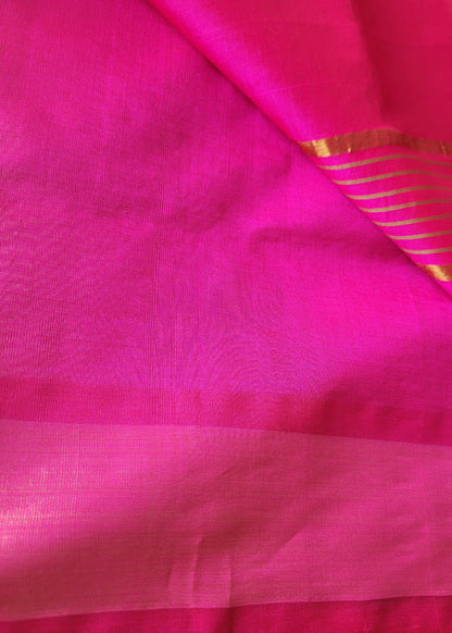 Light Green and  Pink Silk Cotton Saree- TN