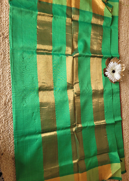 Maroon And Green Silk Cotton Saree- TN