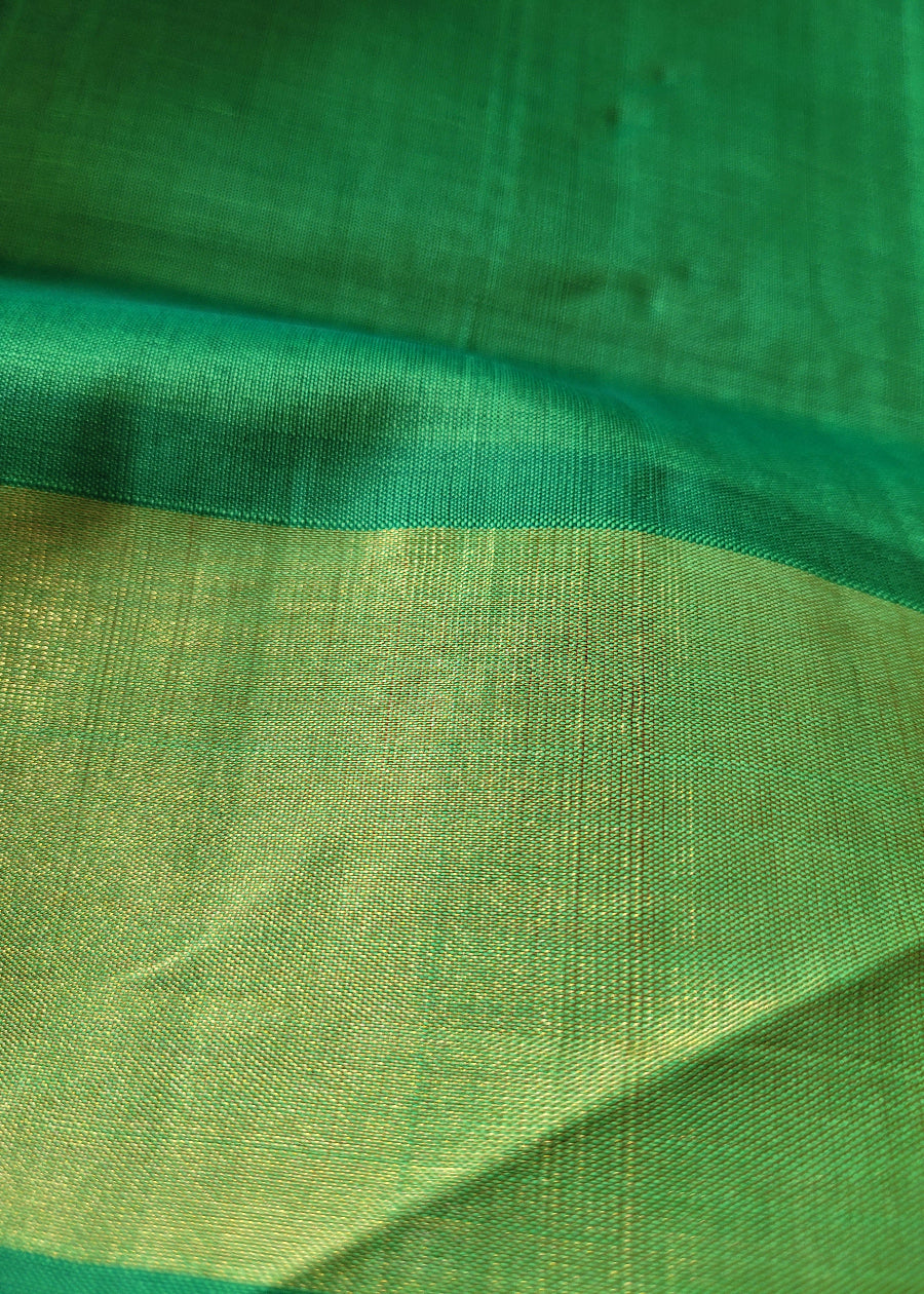 Maroon And Green Silk Cotton Saree- TN