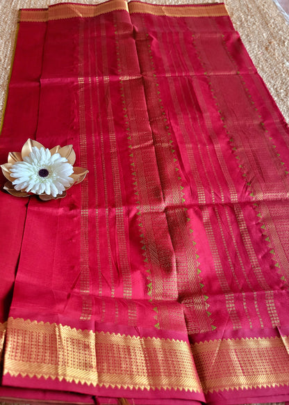 Greengram Green And Maroon Silk Cotton Saree-TN