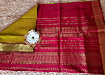 Greengram Green And Maroon Silk Cotton Saree-TN