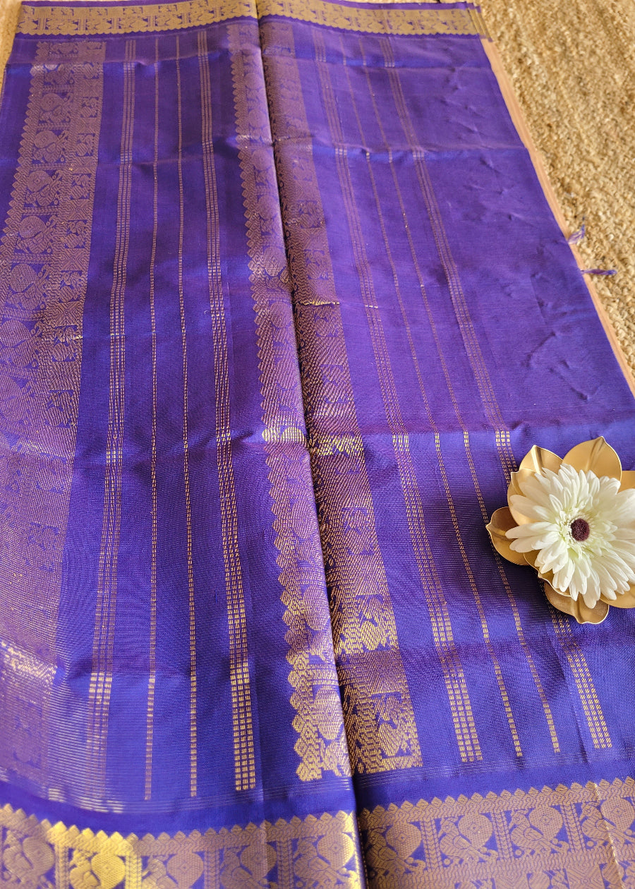 Biscuit Colour And Purple Silk Cotton Saree- TN