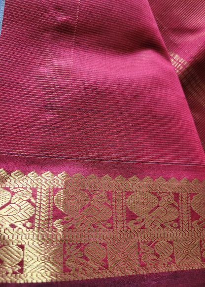 Grey And Deep Red Sil Cotton Saree- TN