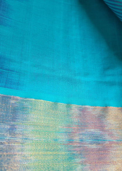 Checked Design Purple And Rama Blue Silk Cotton Saree-TN