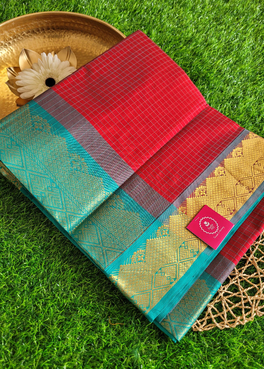Maroon And Rama Green Pure Silk cotton Saree-TN