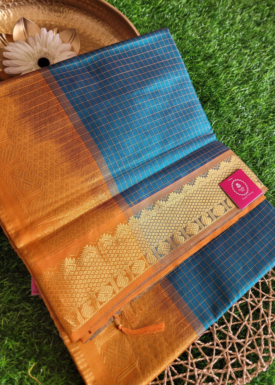 Dark Rama Green And Golden Yellow Pure Silk- Cotton Saree-TN