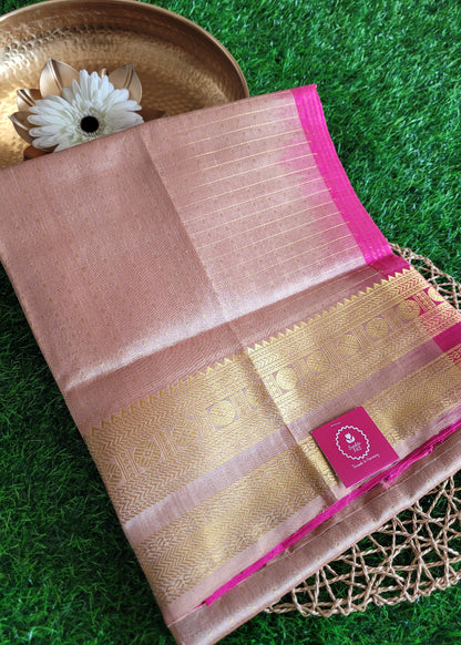Lakshadeepam Style Beige And Pink Pure Silk- cotton Saree-TN