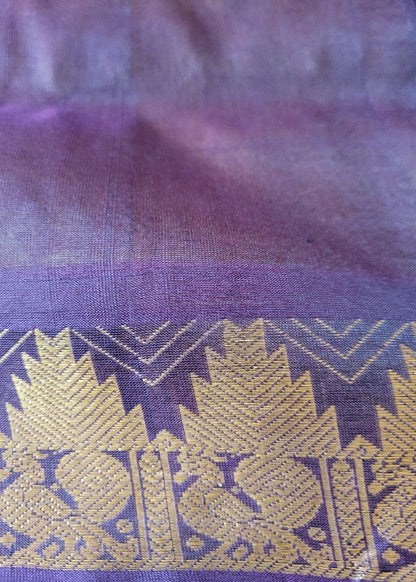 Yellow And Dark Brown Pure Silk Cotton Saree- TN