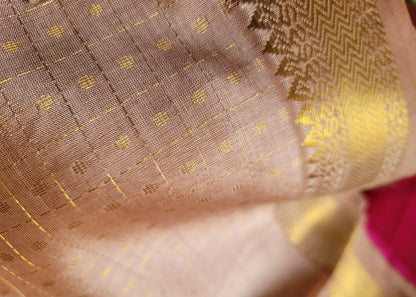 Lakshadeepam Style Beige And Pink Pure Silk- cotton Saree-TN