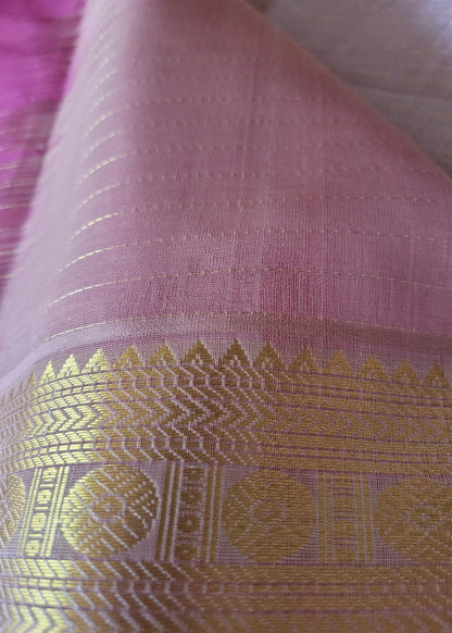 Lakshadeepam Style Beige And Pink Pure Silk- cotton Saree-TN