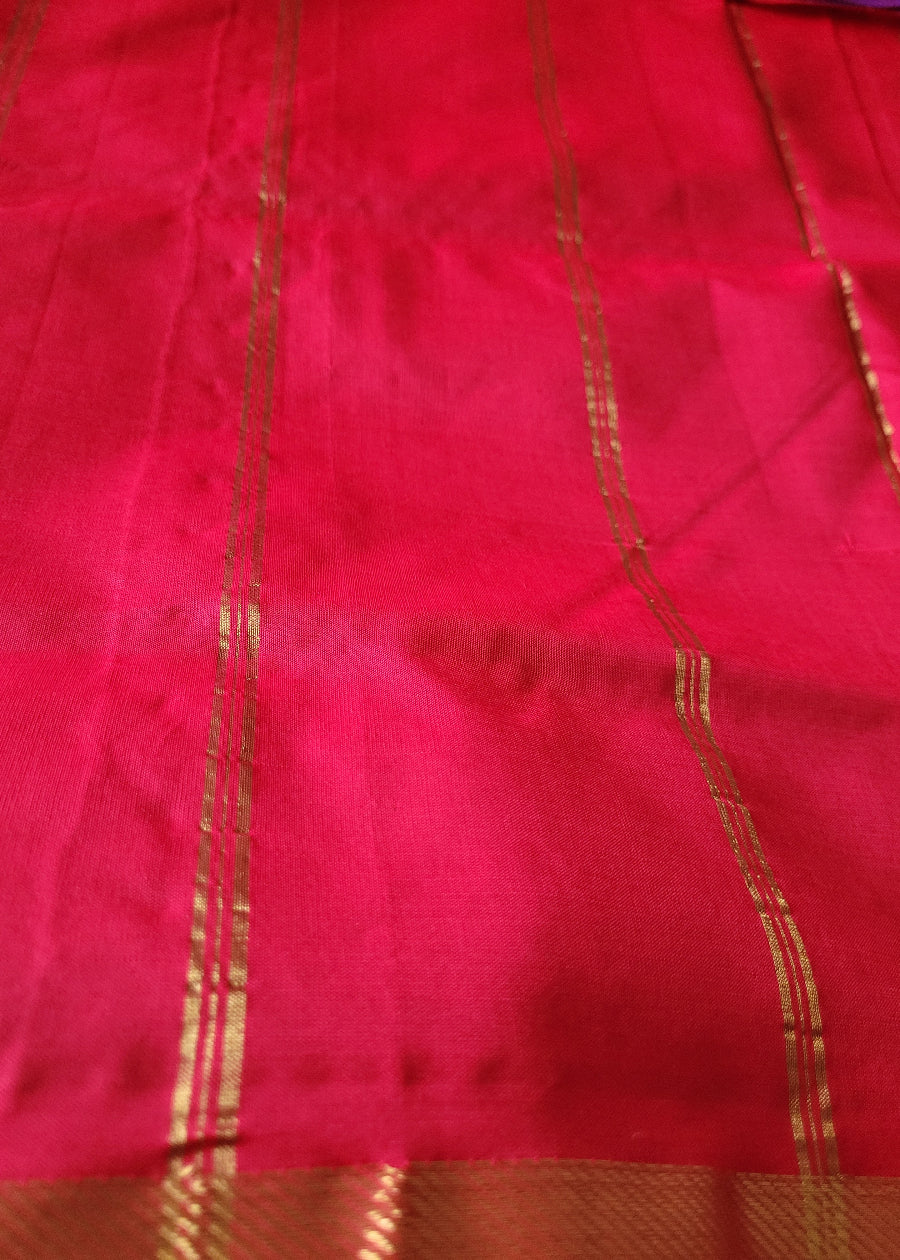 Royal Blue And Red Pure Silk Cotton Saree-TN