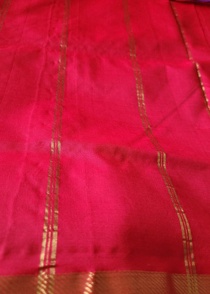 Royal Blue And Red Pure Silk Cotton Saree-TN