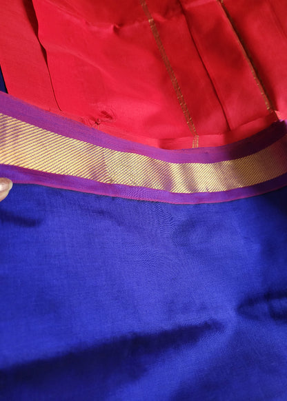 Royal Blue And Red Pure Silk Cotton Saree-TN