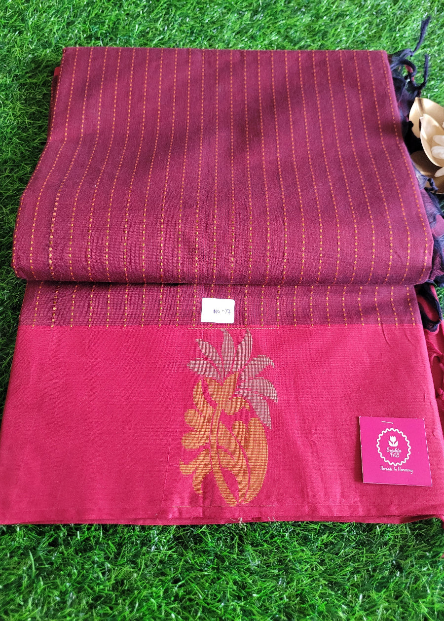 Maroon And Dark Pink Cotton Saree-TN