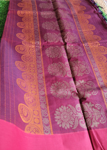 Maroon And Dark Pink Cotton Saree-TN