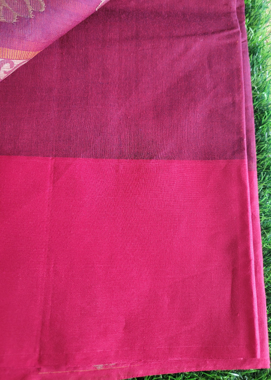Maroon And Dark Pink Cotton Saree-TN