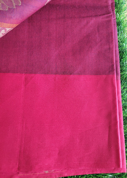 Maroon And Dark Pink Cotton Saree-TN