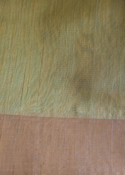 Greenish Yellow Pure Kora Silk Saree- TN