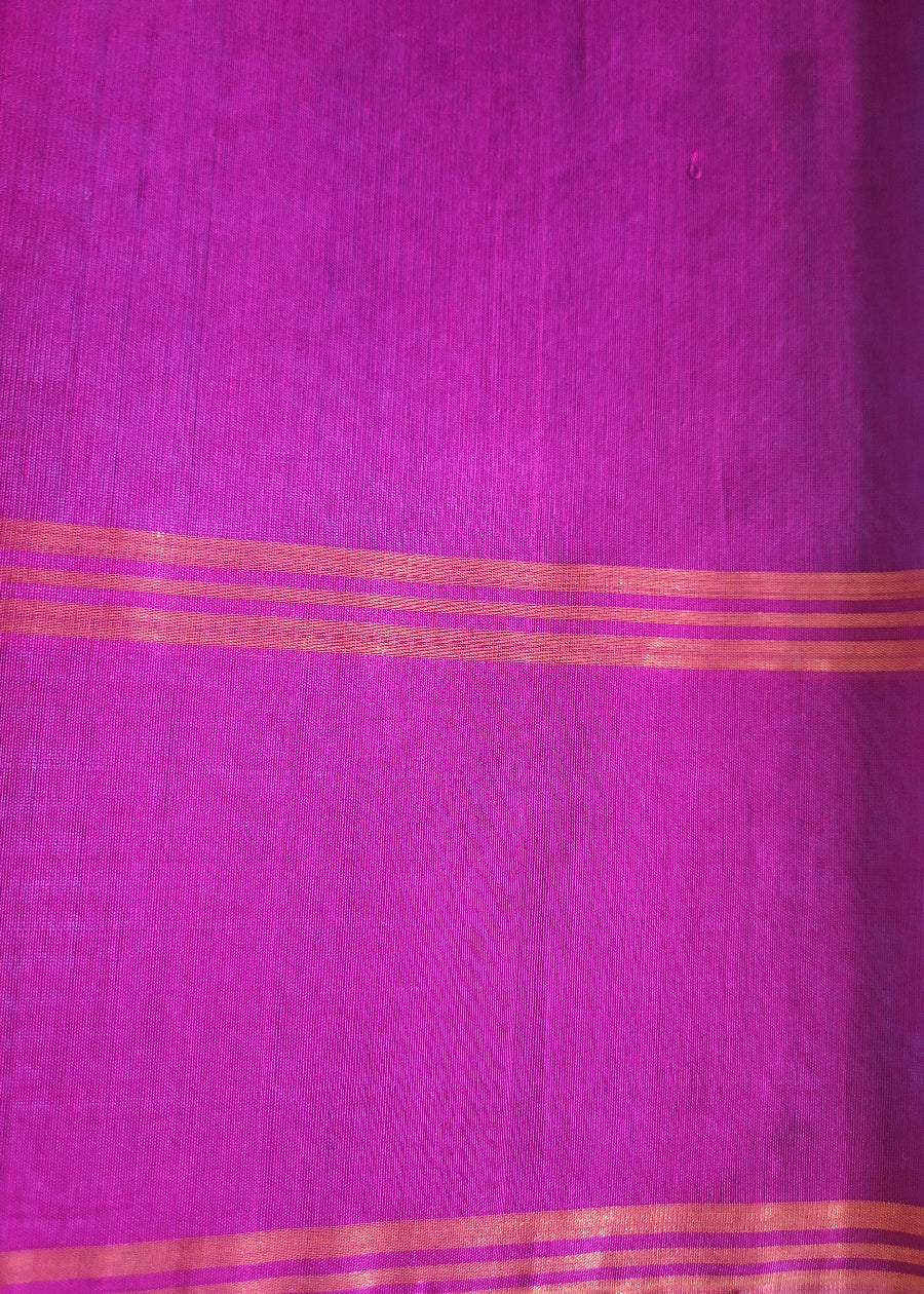 Copper SulphateBlue And Majenta Kora silk Saree- TN