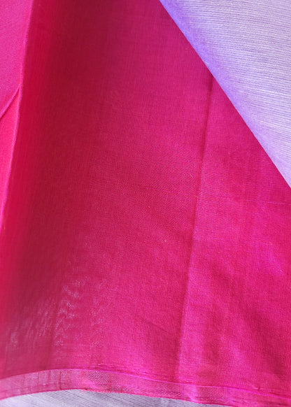 Lavender and Majenta Colour Kora Silk Saree- TN