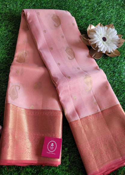 Peach And Orange Kancheepuram Silk Saree - TN