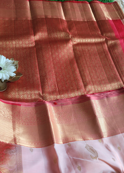 Peach And Orange Kancheepuram Silk Saree - TN