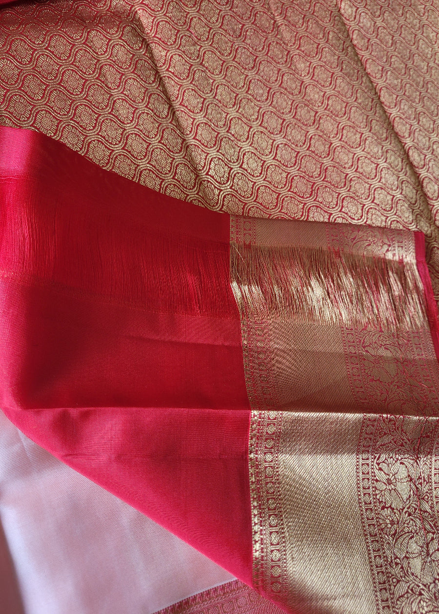 Peach And Orange Kancheepuram Silk Saree - TN